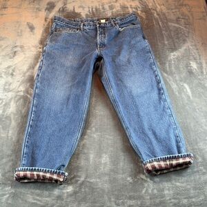 Eddie Bauer Men's Flannel‎ Lined Jeans Straight Leg Size 38X30